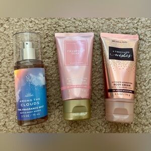 Bath & Body works Among the clouds Champagne toast A thousand wishes mists